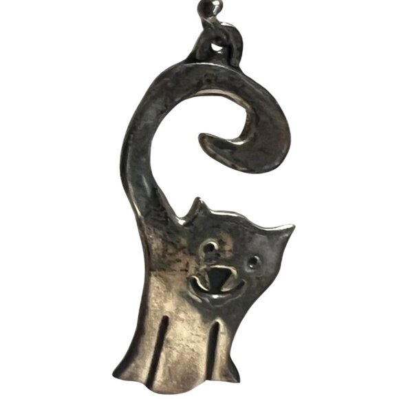 Silver 2" Figural Cat Dangle Earrings Handcrafted HOB Mexico 925 Kitten Kitty - Picture 4 of 7